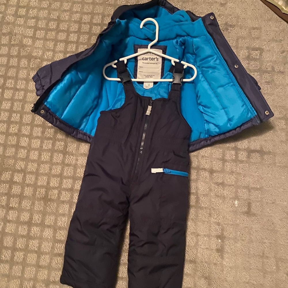Carter’s snow bib and jacket 12 months